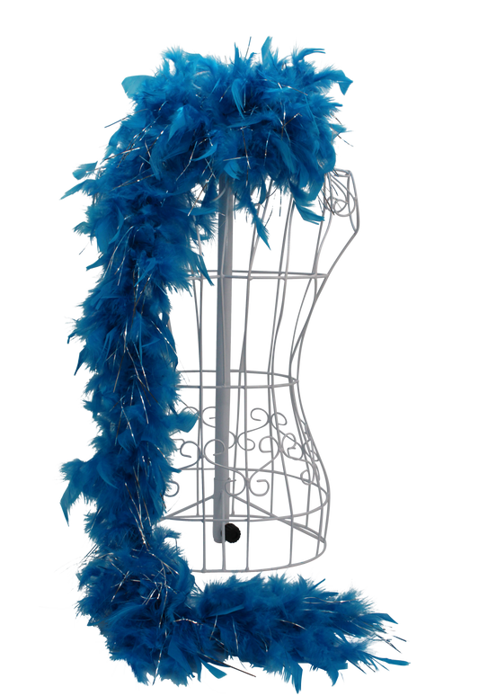 Feather Boa Chandelle with Silver Lurex H100 Turquoise