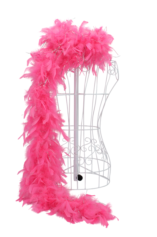 Feather Boa Chandelle with Silver Lurex H66 Candy Pink