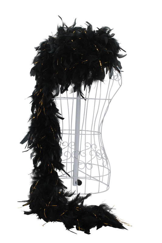 Feather Boa Chandelle with Gold Lurex H80 Black