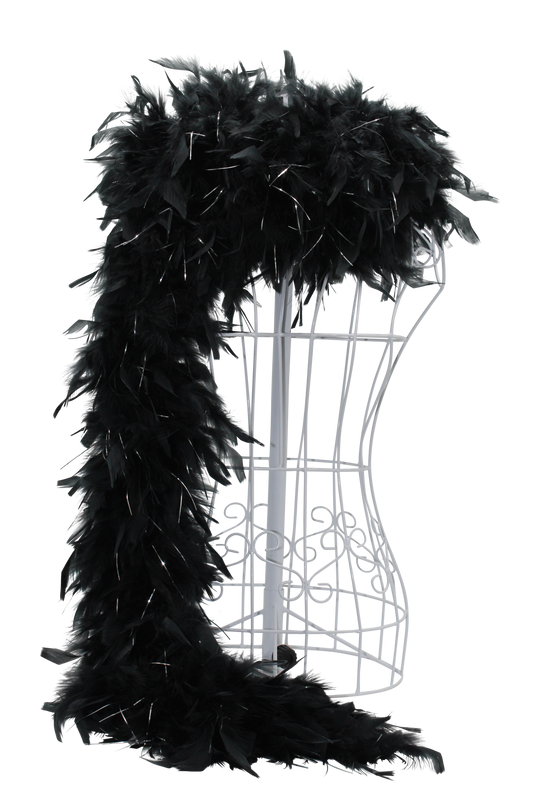 Feather Boa Chandelle with Silver Lurex H80 Black